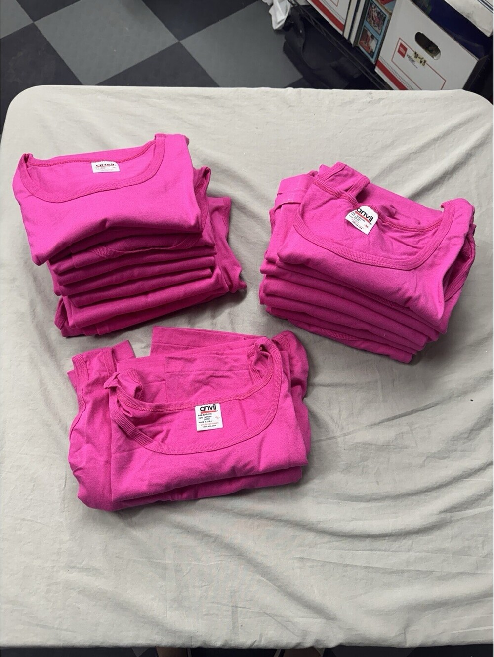 Lot Of 19 Anvil Blank Tank Tops Pink Small, Medium & Large